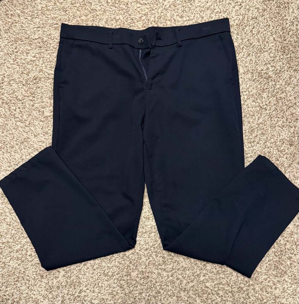 Plaid&Plain Dress Pants Size 40x30L Black Slim Fit Trousers